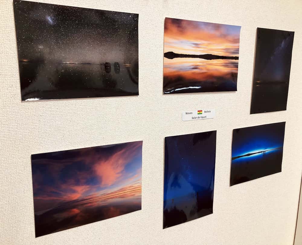 スペイン語圏の風景写真の展示。生徒が撮影した写真から、雄大な自然を感じられる。